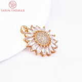 2PCS 24MM Brass Zircon Flower Pendants High DIY Jewelry Findings