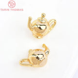 6PCS 11x14MM 24K Brass Kettle Charms Pendants DIY Jewelry Making Findings