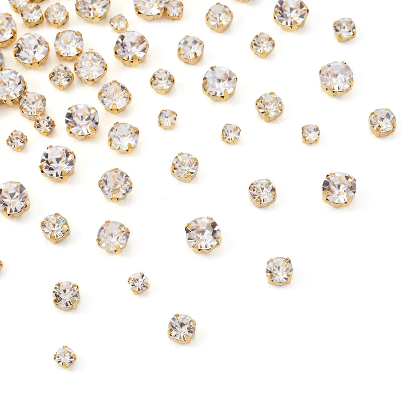 780pcs Sew on Rhinestone Glass Rhinestone with Brass Prong Settings