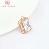 4PCS 11x16MM Square Brass Zircon Charms Pendants