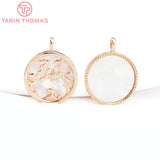 2PCS 18MM 24K Brass Zircon Round Tree Pendants High DIY Jewelry Making