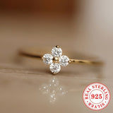 925 Silver Flower Ring with Synthetic April Birthstone Zirconia