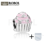 925 Sterling Silver Pink Sweet Cake Beads Jewelry
