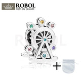 925 Silver Ferris Wheel Charm, Crystal Jewelry