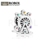 925 Silver Ferris Wheel Charm, Crystal Jewelry