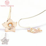 10PCS 24K Brass Zircon Flower Earring Hooks Jewelry Findings