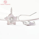 10PCS 24K Brass Zircon Flower Earring Hooks Jewelry Findings