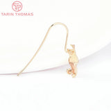 10PCS 24K Brass Zircon Flower Earring Hooks Jewelry Findings