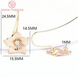 10PCS 24K Brass Zircon Flower Earring Hooks Jewelry Findings