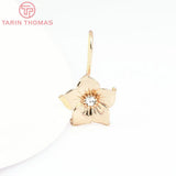 10PCS 24K Brass Zircon Flower Earring Hooks Jewelry Findings