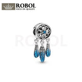 925 Silver Stylish Round Beads Three Leaves Design