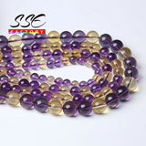 7A Amethysts Citrines Crystals Beads Round Loose Beads DIY Jewelry Making