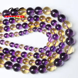 7A Amethysts Citrines Crystals Beads Round Loose Beads DIY Jewelry Making