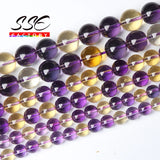 7A Amethysts Citrines Crystals Beads Round Loose Beads DIY Jewelry Making