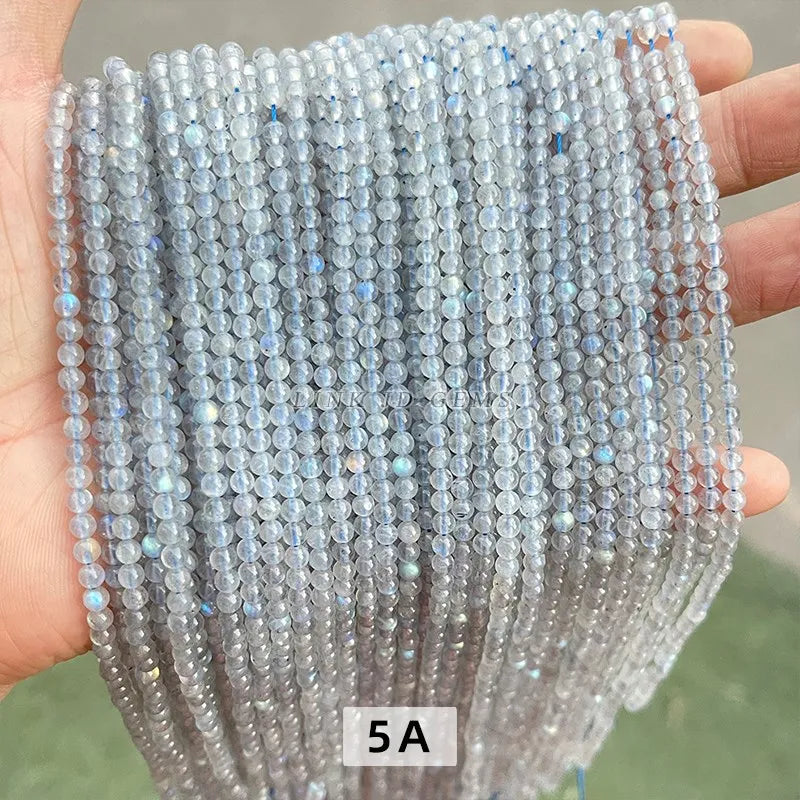 7A Gray Moonstone Beads 3 4mm Labradorite Gemstone DIY Jewelry Making