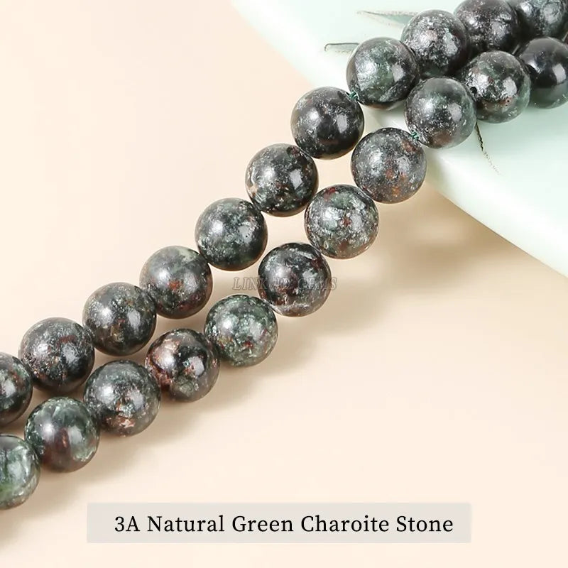 7A Green Charoite Lapis Lazuli Jades Smooth Round Beads for Bracelet Diy