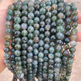 7A Natural Ice Grass Agate Stone Beads Round Smooth Loose Spacer Beads