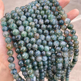 7A Natural Ice Grass Agate Stone Beads Round Smooth Loose Spacer Beads