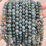 7A Natural Ice Grass Agate Stone Beads Round Smooth Loose Spacer Beads