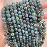 7A Natural Ice Grass Agate Stone Beads Round Smooth Loose Spacer Beads