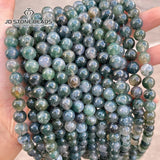 7A Natural Ice Grass Agate Stone Beads Round Smooth Loose Spacer Beads