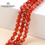7A Red Agate Diamond Faceted Rhombus Bead Spacer Carnelian