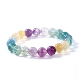 7A Rainbow Fluorite Crystal Bead Bracelet Women Reiki Healing