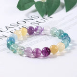 7A Rainbow Fluorite Crystal Bead Bracelet Women Reiki Healing