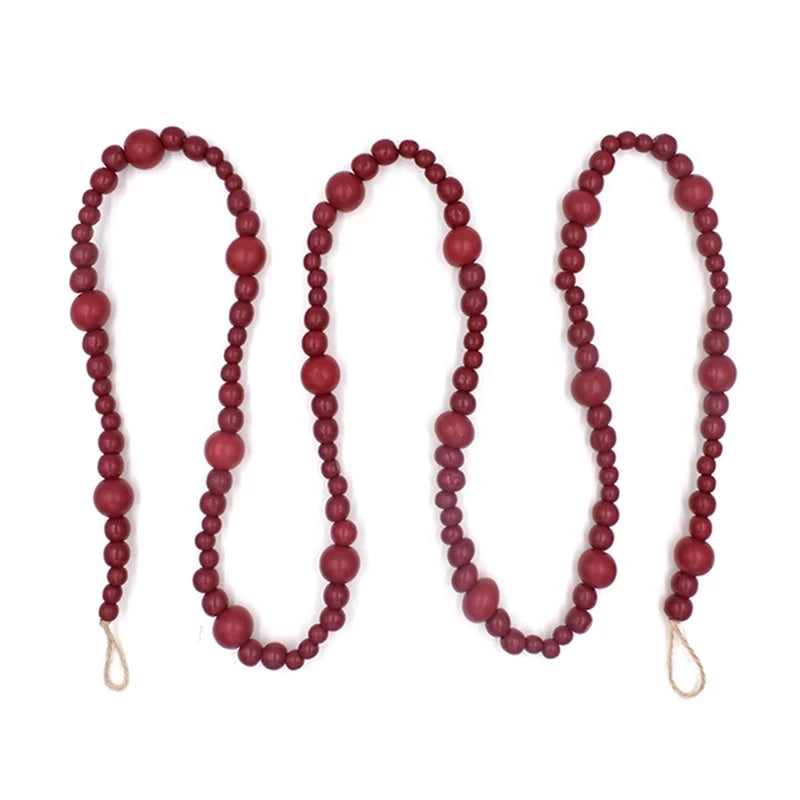 7Ft Wood Bead Garland Christmas Tree Decor Boho Mantel Wall Hanging