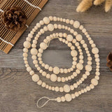 7Ft Wooden Beaded Garland Rustic Natural Holiday Boho Decor