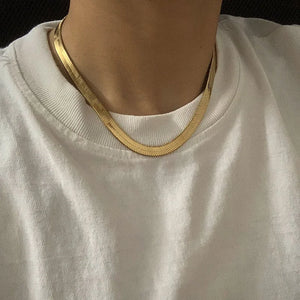 7MM 10MM Snake Chain Flat Herringbone Choker Necklace Hip Hop Jewelry