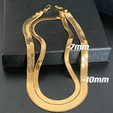 7MM 10MM Snake Chain Flat Herringbone Choker Necklace Hip Hop Jewelry