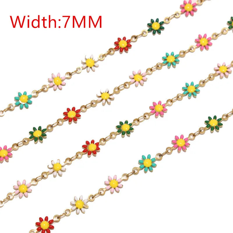 Enamel Daisy Flower Link Chains for Sunglass Handbag Decoration