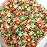 Enamel Daisy Flower Link Chains for Sunglass Handbag Decoration