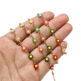 Enamel Daisy Flower Link Chains for Sunglass Handbag Decoration