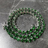 7MM Green Tennis Chain Choker Necklace CZ Stone Hip Hop Jewelry