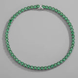 7MM Green Tennis Chain Choker Necklace CZ Stone Hip Hop Jewelry
