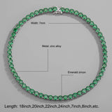 7MM Green Tennis Chain Choker Necklace CZ Stone Hip Hop Jewelry