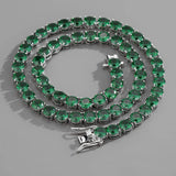 7MM Green Tennis Chain Choker Necklace CZ Stone Hip Hop Jewelry