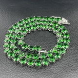 7MM Green Tennis Chain Choker Necklace CZ Stone Hip Hop Jewelry