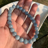 7MM Aquamarine Beads Bracelet AAAAA Gift Woman