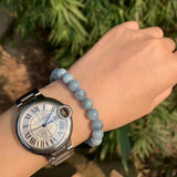7MM Aquamarine Beads Bracelet AAAAA Gift Woman