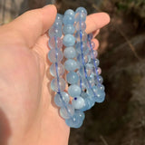 7MM Natural Aquamarine Bracelet Round Beads AAAAA