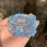 7MM Natural Aquamarine Bracelet Round Beads AAAAA