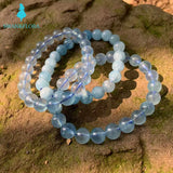 7MM Natural Aquamarine Bracelet Round Beads AAAAA
