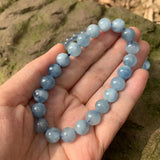 7MM Natural Aquamarine Bracelet Round Beads AAAAA