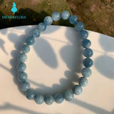 7MM Aquamarine Beads Bracelet AAAAA Gift Woman