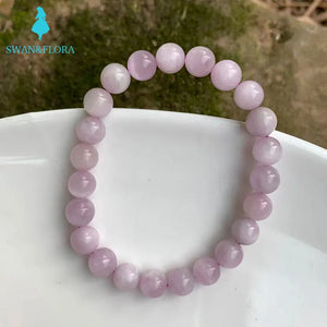 7MM Natural Spodumene Kunzite Bracelet Titanium Beads From Brazil