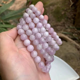 7MM Natural Spodumene Kunzite Bracelet Titanium Beads From Brazil