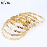 Stainless Steel Bangle Charm Bracelet Set for Women